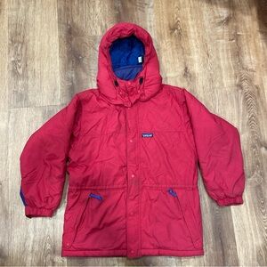 Patagonia Snap Hooded Jacket Kids 12 Red Retro Outdoors Puffer Vintage 90s